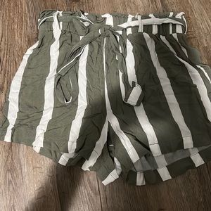 Green and white stripped shorts